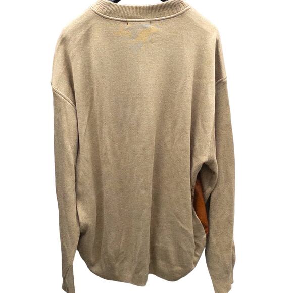 Vintage Retro 90's Bagazio Men's Faux Leather Patch Sweater Tan Brown XL - Picture 2 of 4